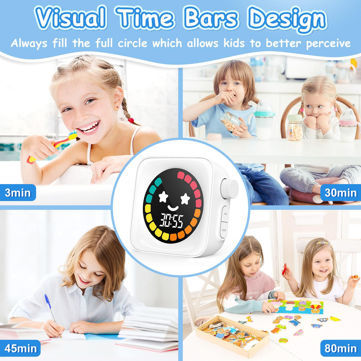 HAUKINIX Visual Timer backlit display stays readable in low light.