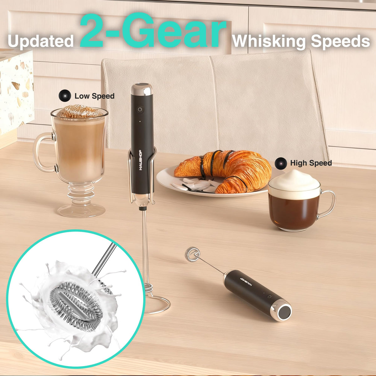 HAUSHOF balloon whisk attachment for fast whipping and blending