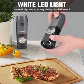 HAUSHOF built-in LED light illuminates grinding for precise seasoning.