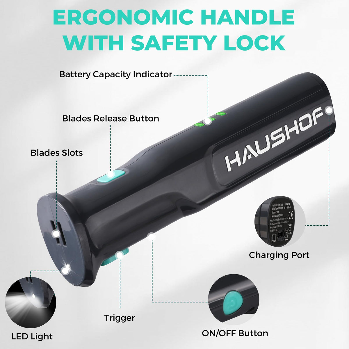 Haushof cordless electric knife blades set suitable for versatile slicing tasks.