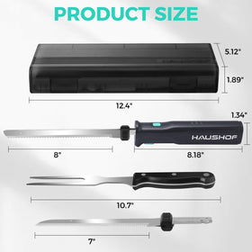 Haushof cordless electric knife bread blade ready to slice fresh loaf.