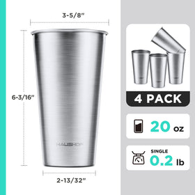 HAUSHOF pint cups made from stainless steel for durability.