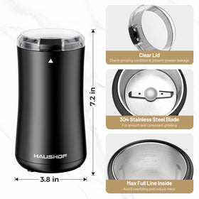 HAUSHOF Coffee Grinder lid alignment safety design prevents accidents.