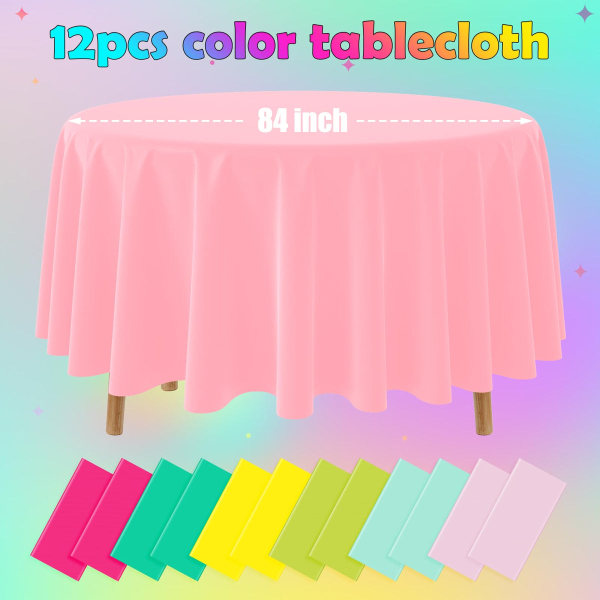 Hauwellter hot pink Hawaiian round tablecloth for vibrant party setup and easy cleanup