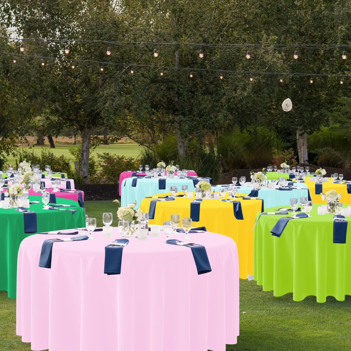 Hauwellter variety colors display round tablecloths for stylish party decoration and fast cleanup