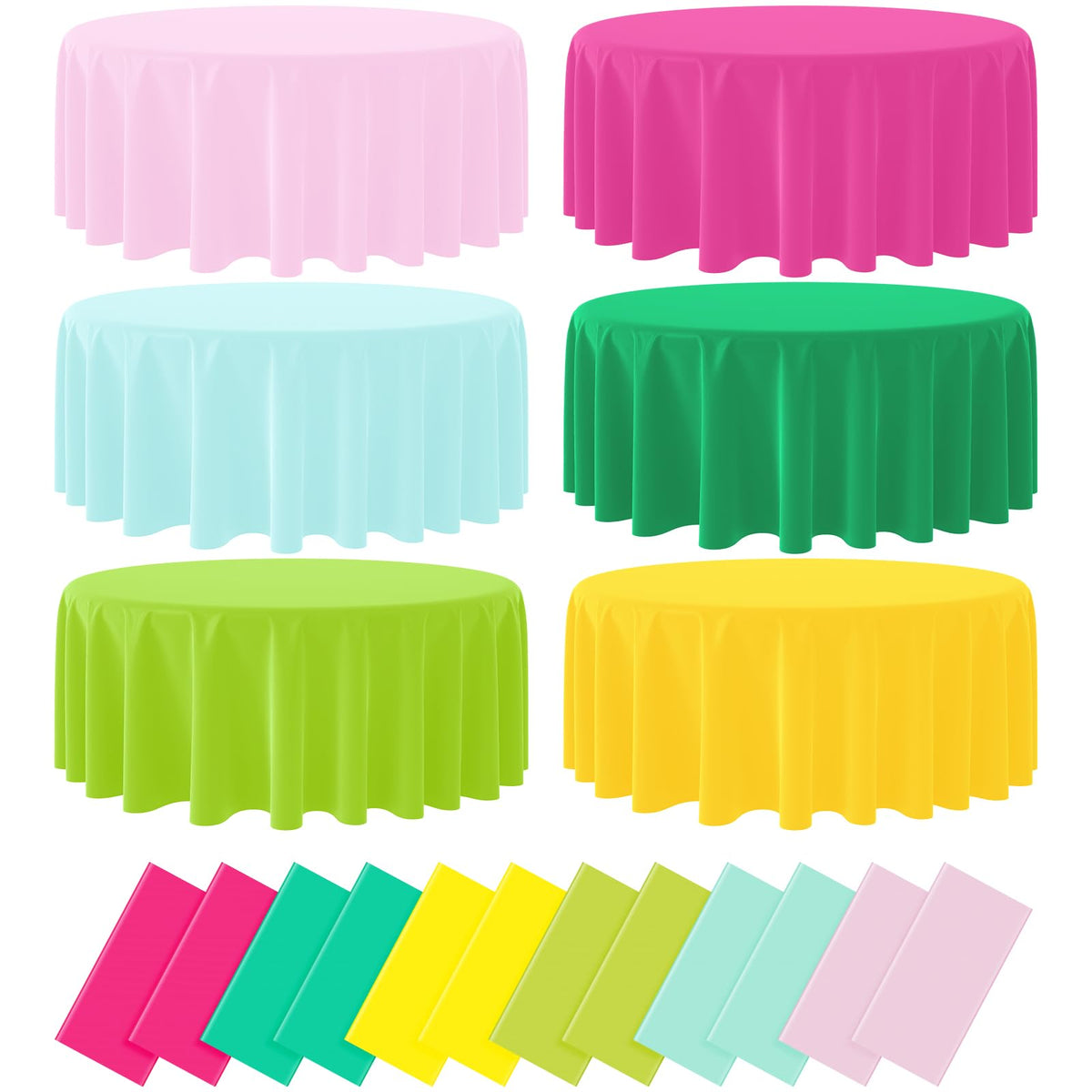 Hauwellter 12-pack Hawaiian round tablecloth in pink for luau and spill protection