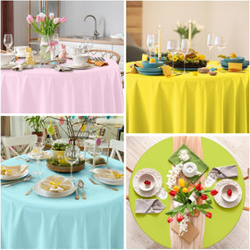 Hauwellter yellow round tablecloth for sunny luau decor and playful tables
