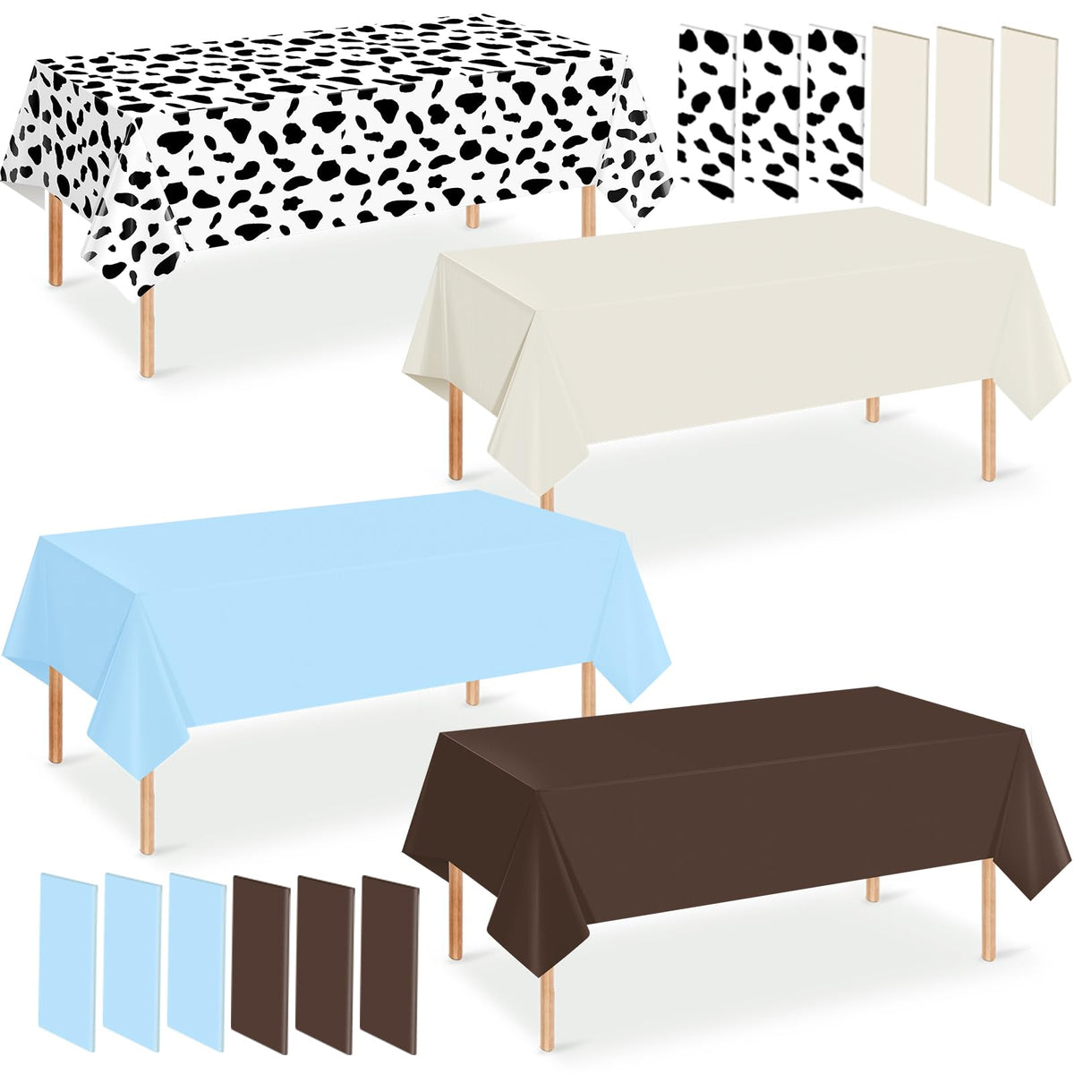 Hauwellter cow-print tablecloth for rectangular tables, ideal for western baby showers.