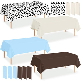 Hauwellter cow-print tablecloth for rectangular tables, ideal for western baby showers.