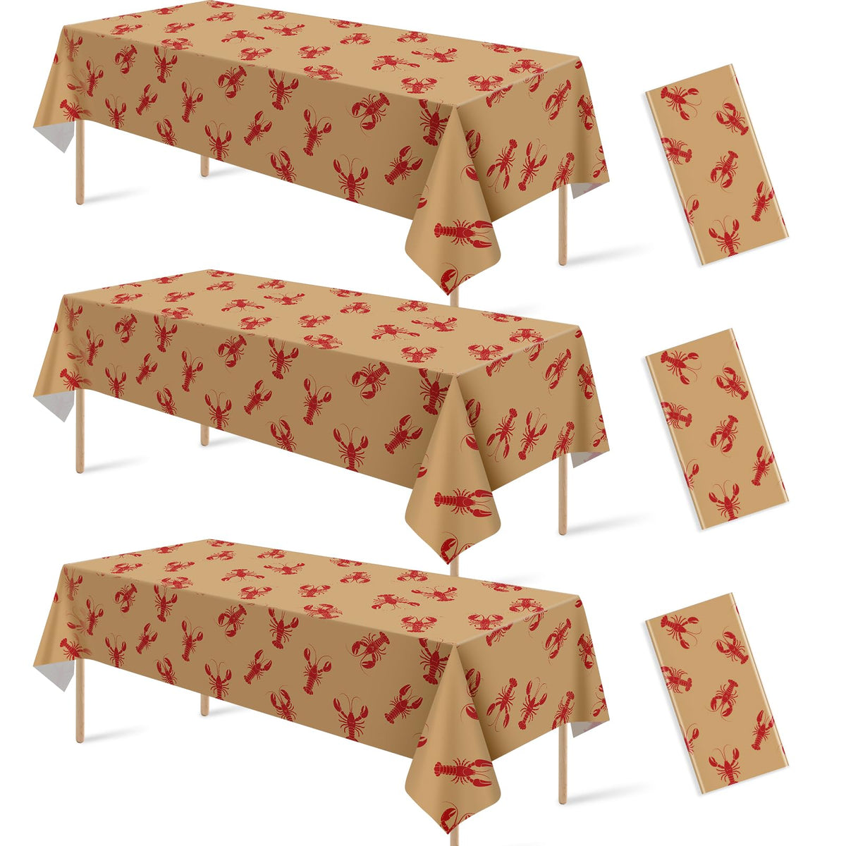 Hauwellter crawfish tablecloth unfolded, protecting tables during seafood boil.