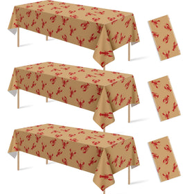 Hauwellter crawfish tablecloth unfolded, protecting tables during seafood boil.