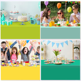 Hauwellter disposable luau tablecloths offer quick cleanup after outdoor meals.