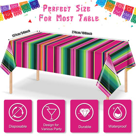Hauwellter disposable serape colored tablecloth makes cleanup easy after celebrations