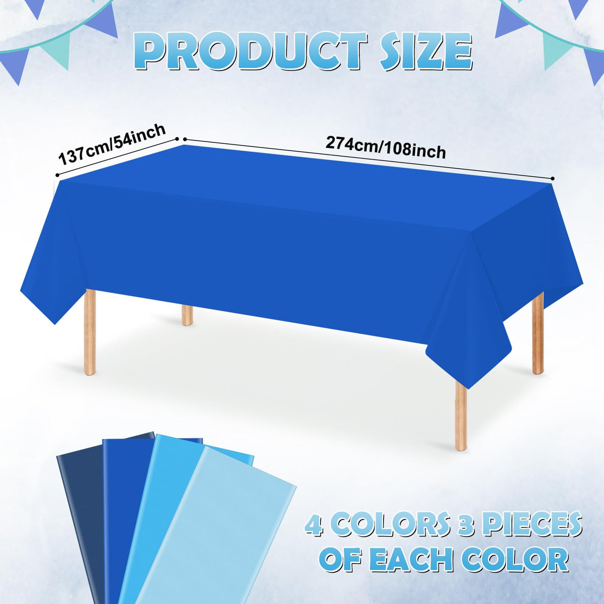 Hauwellter gradient blue tablecloth design enhances blue themed decor.