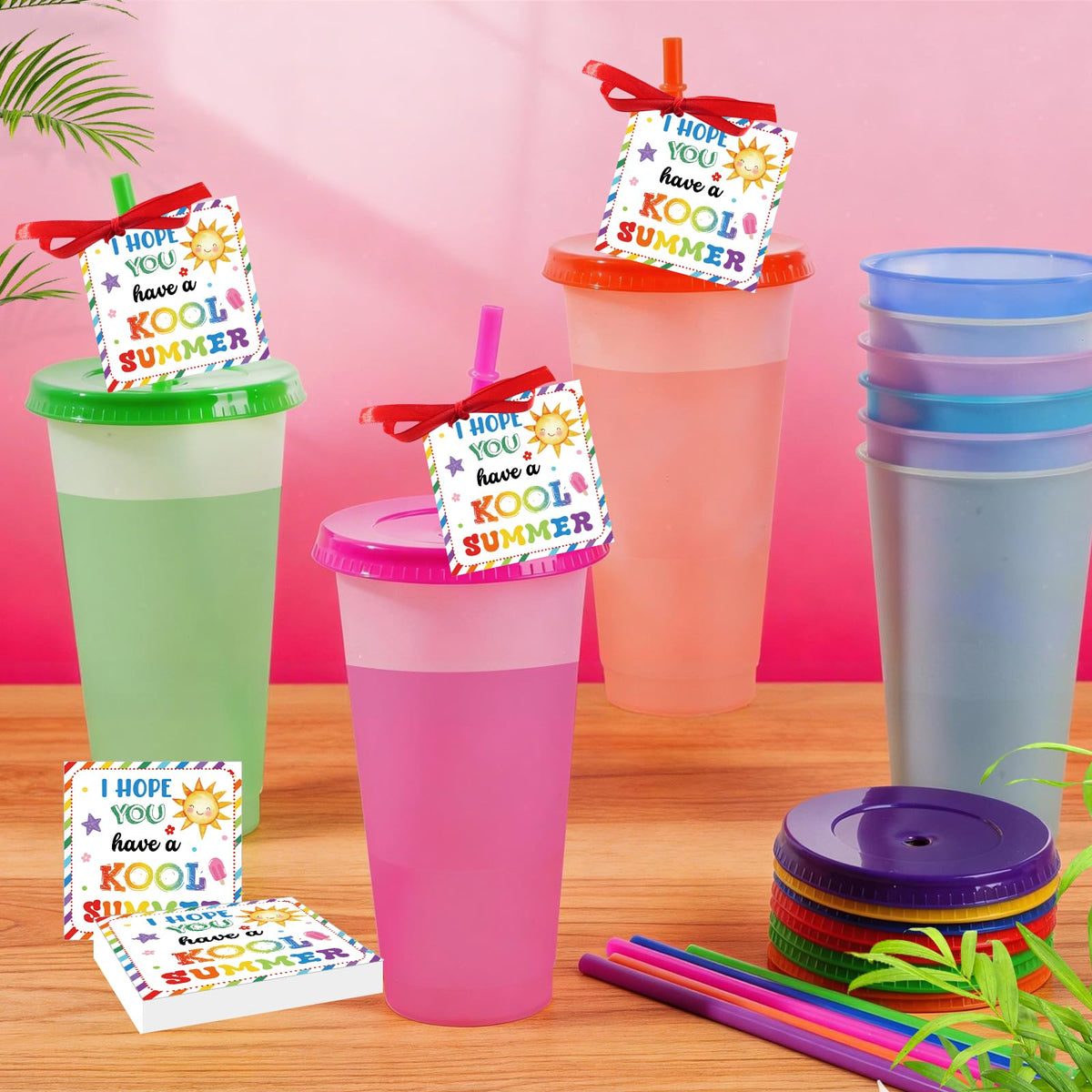 Hauwellter rainbow Kool Summer design tumblers add surprise to hydration.