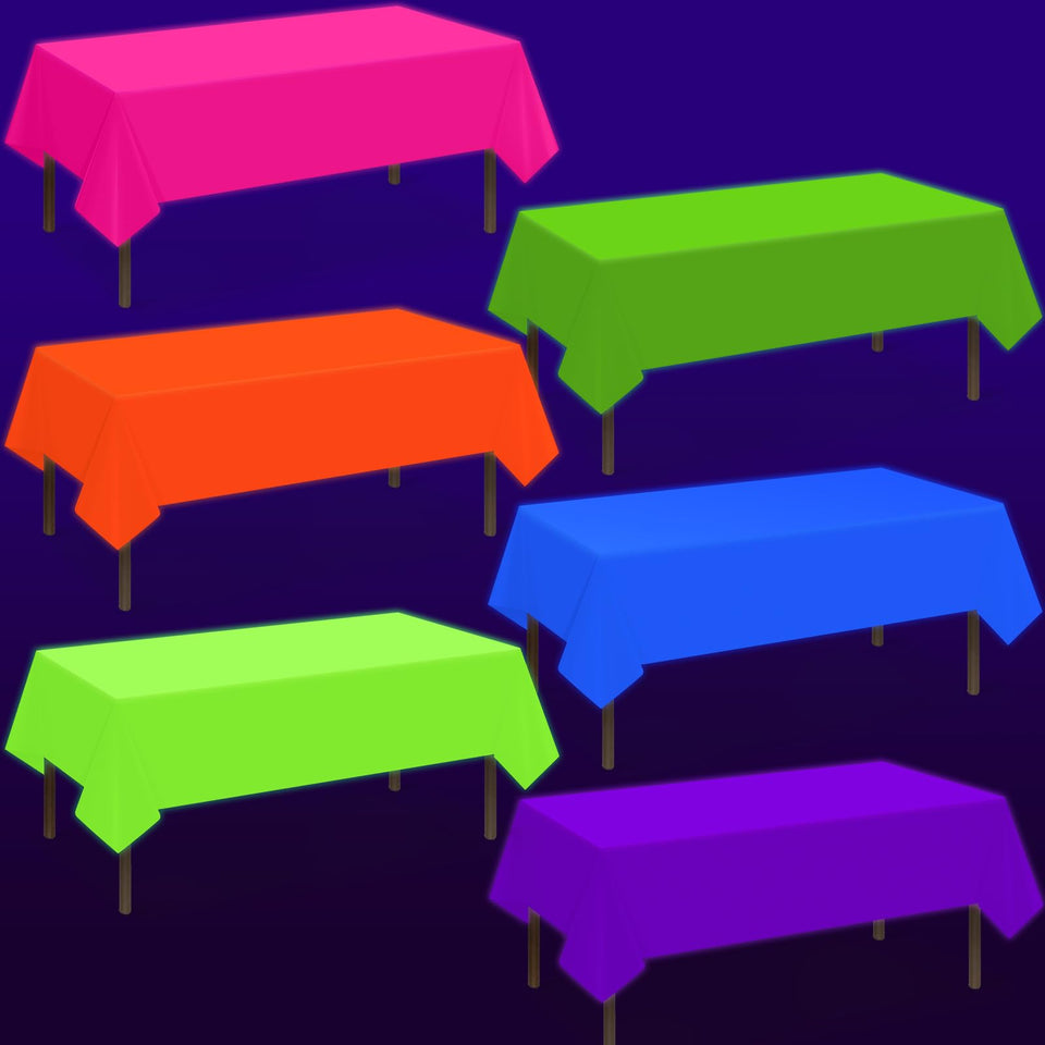 Hauwellter neon table cloth pink under UV light for vibrant party glow.