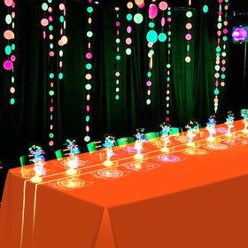Hauwellter neon table cloth purple shines under UV light, perfect for neon themes.