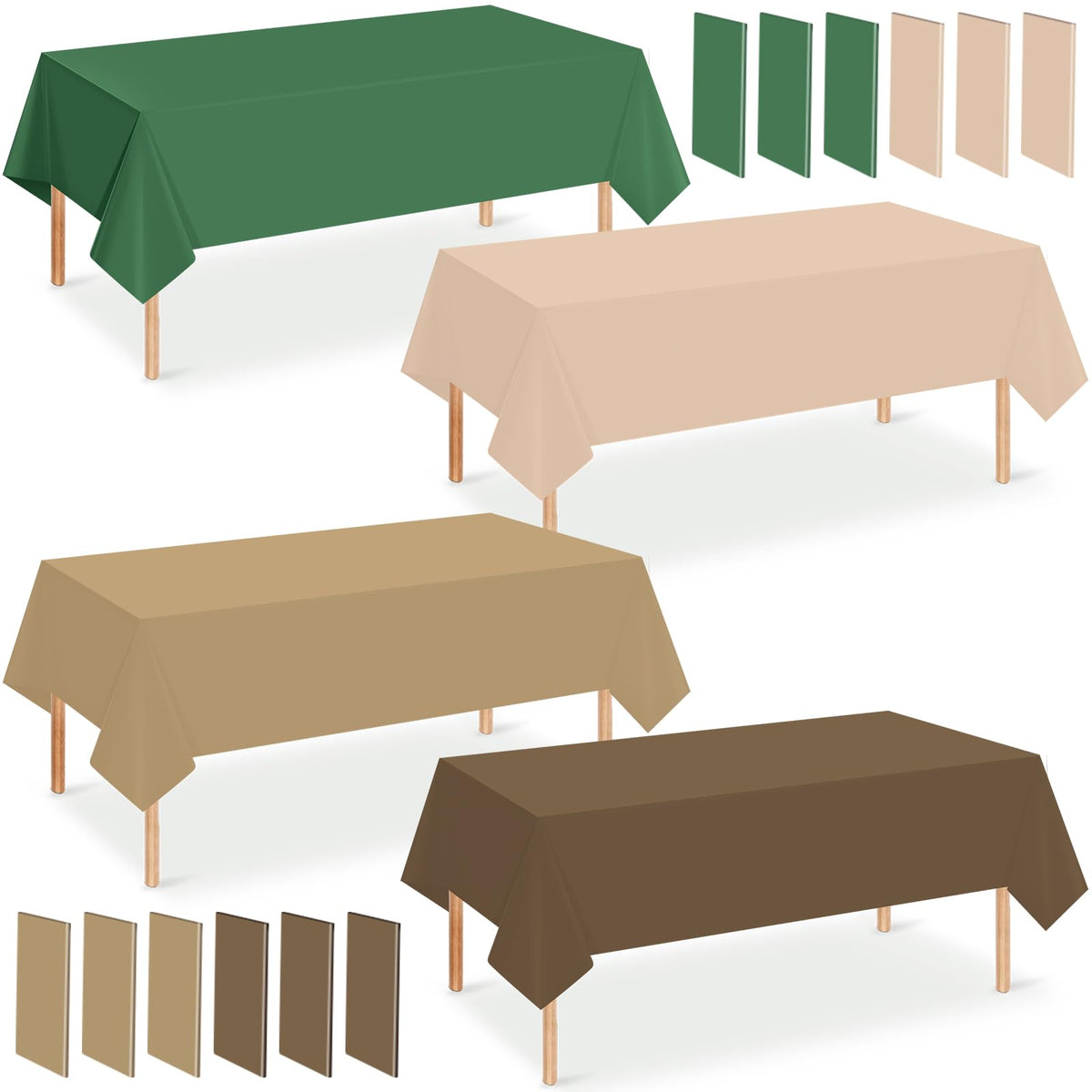 Hauwellter sage green and brown rectangle tablecloth covering a table for a rustic gathering