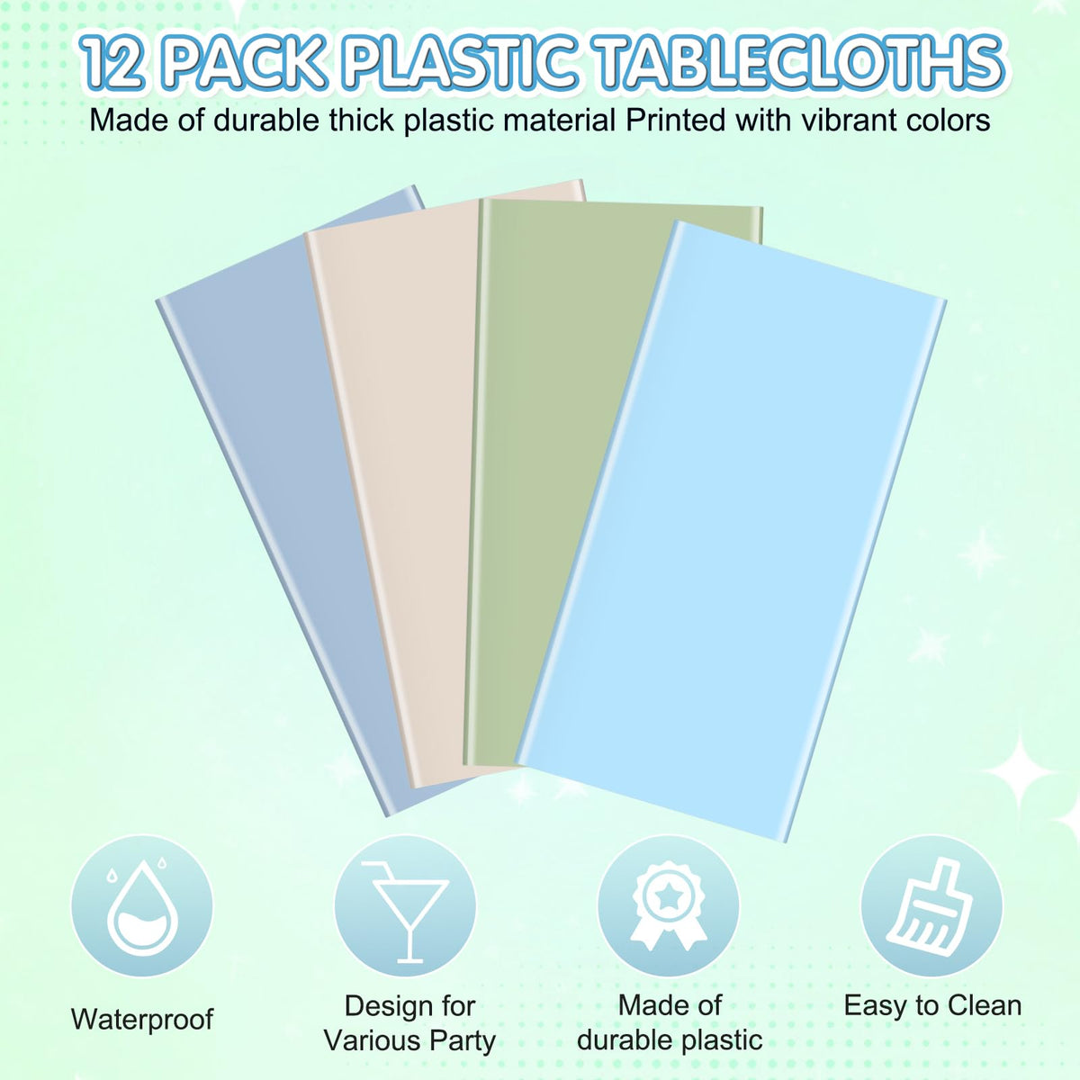 Hauwellter waterproof plastic tablecloth guards surfaces during meals and activities.