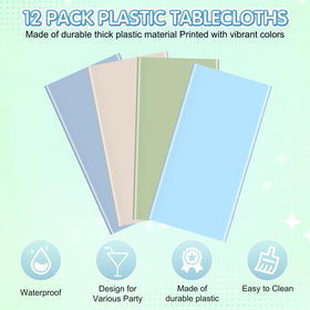 Hauwellter waterproof plastic tablecloth guards surfaces during meals and activities.