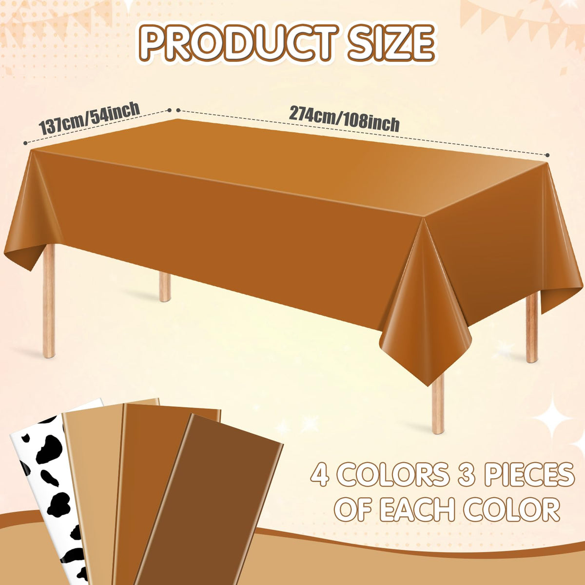 Hauwellter western cow print design tablecloth enhances rustic party setup
