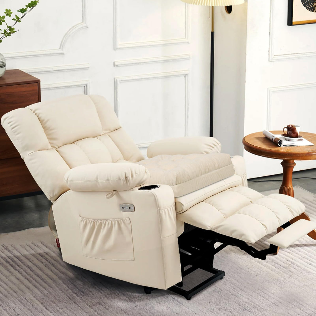 HAVARGO recliner cushion beige cover removal for easy cleaning.