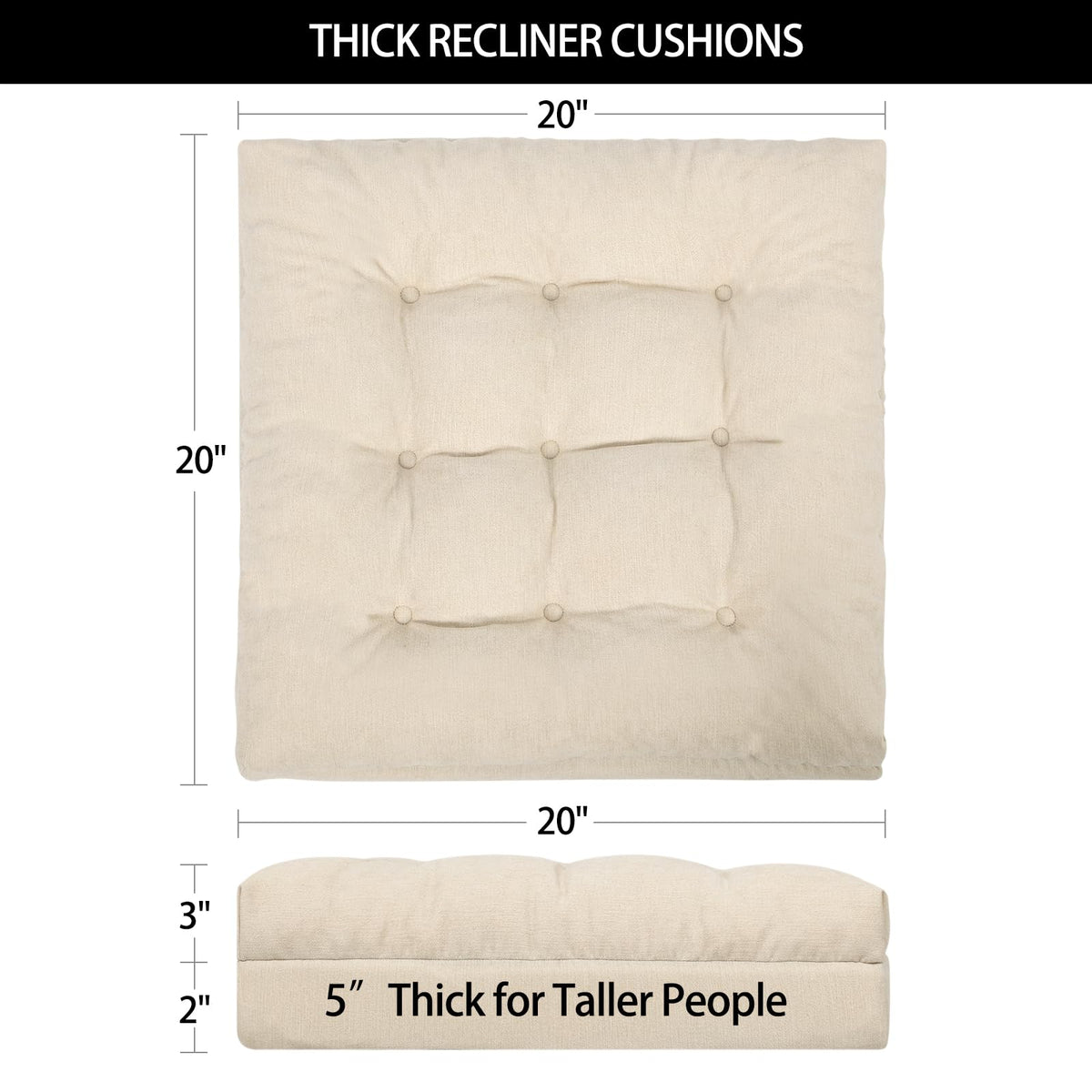 HAVARGO recliner cushions in use demonstrate increased seat height.