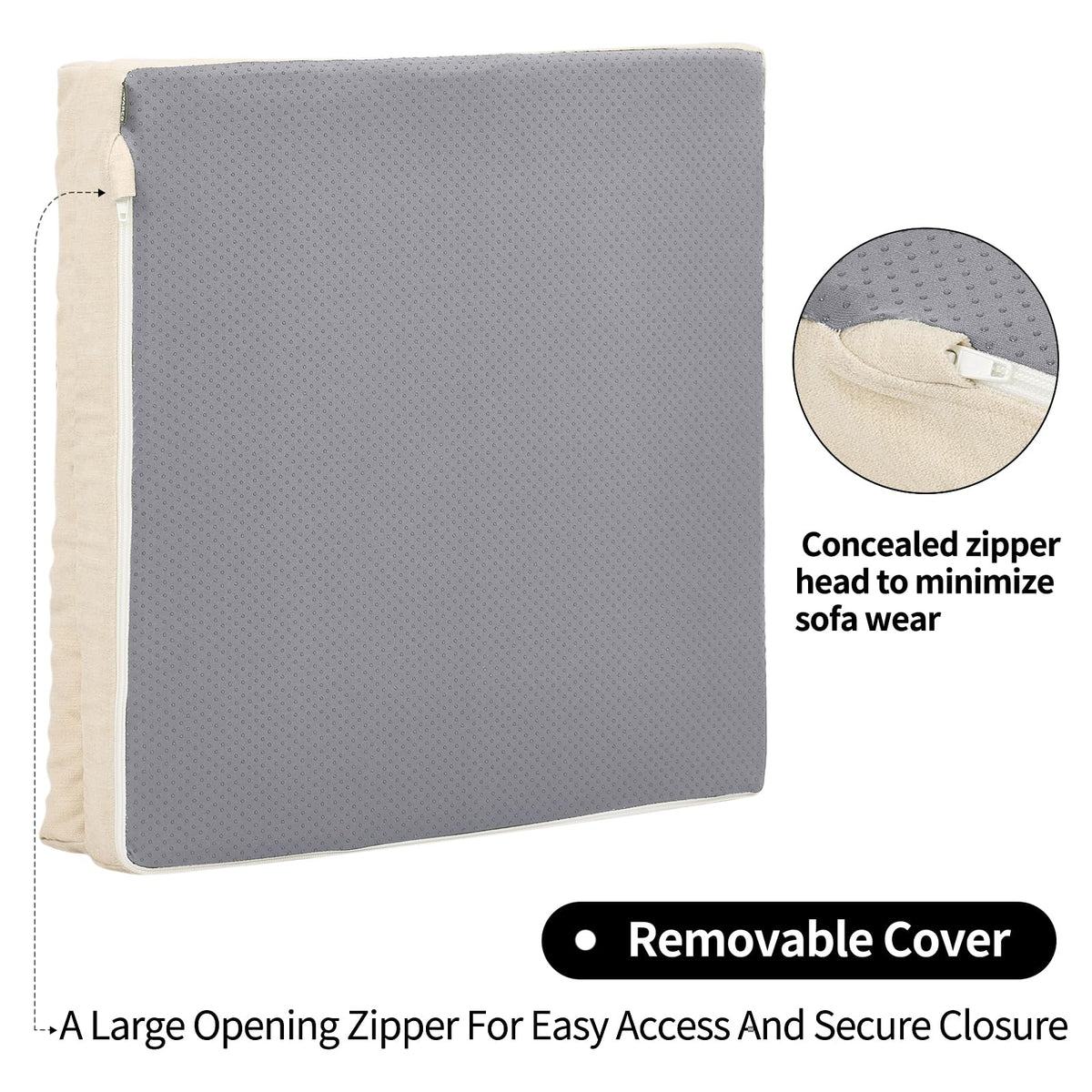 HAVARGO cushion's non-slip bottom detail keeps cushion in place.