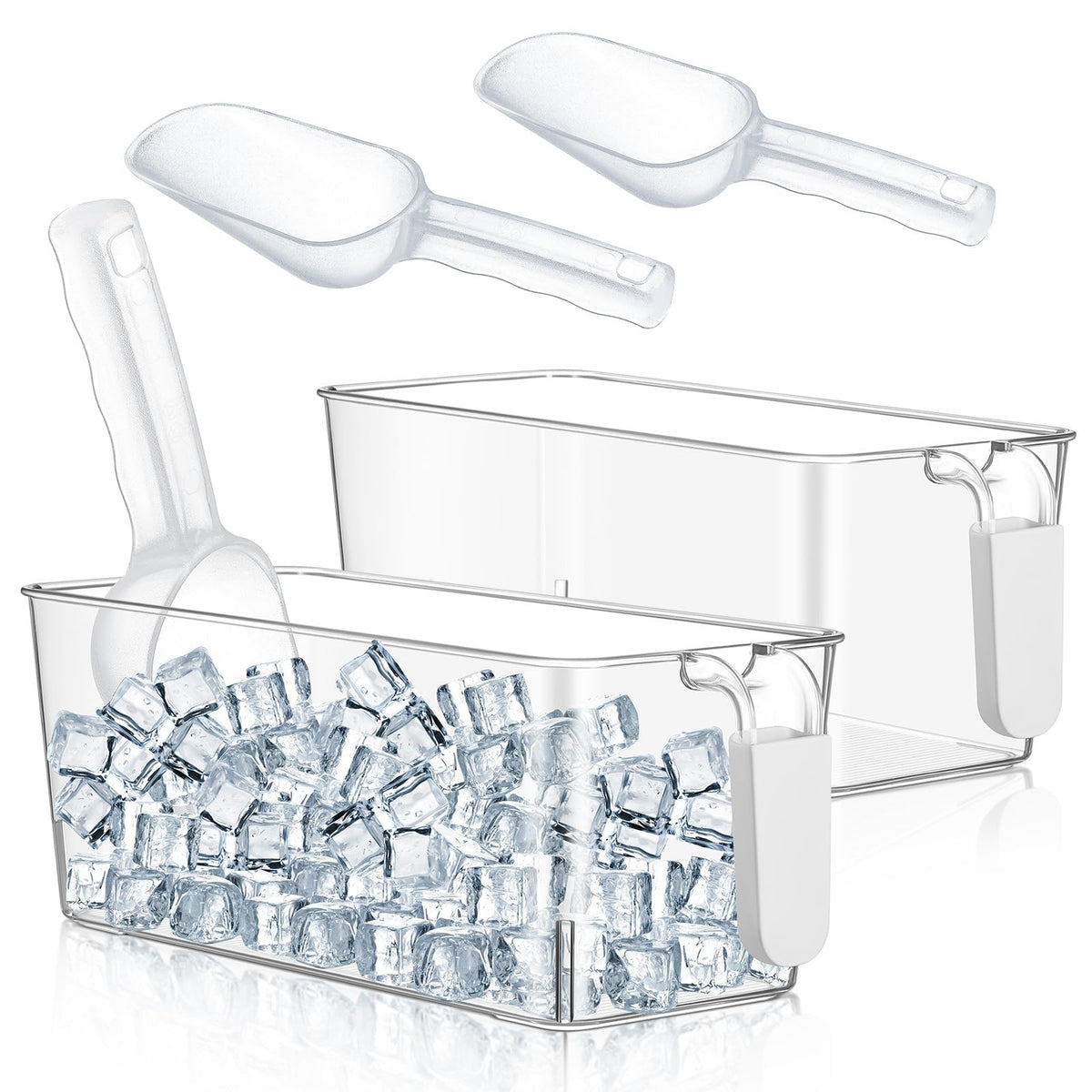 Havawish ice storage bin grey with pull handle for easy grabbing