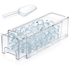 Havawish stackable ice storage bin with scoop keeps freezer ice organized and accessible.