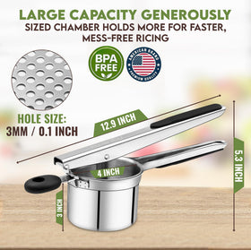 Havenity stainless steel ricer with ergonomic handle for comfortable use