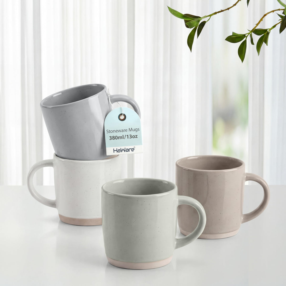 HaWare 13oz mug set of 4 with smooth glaze for daily coffee.