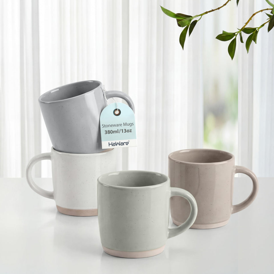 HaWare 13oz mug set of 4 with smooth glaze for daily coffee.