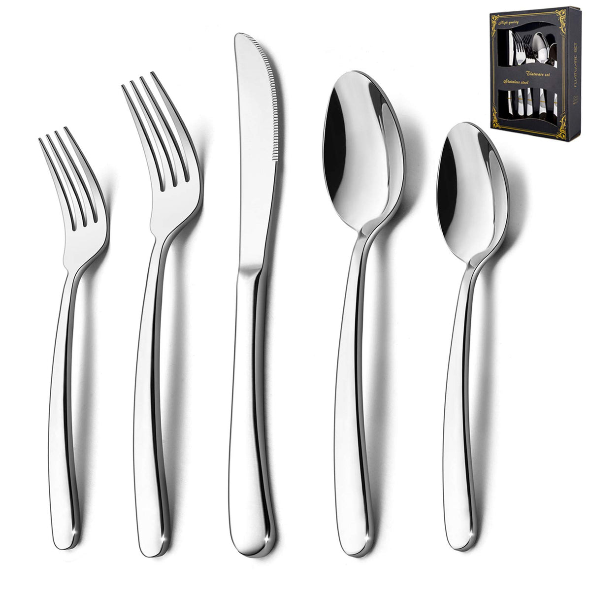 HaWare heavy-duty silverware set displayed for eight at a refined dining table