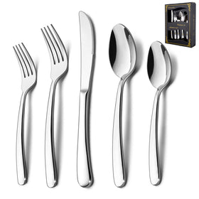 HaWare heavy-duty silverware set displayed for eight at a refined dining table