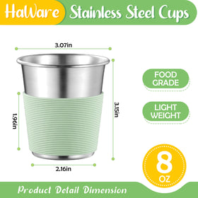 HaWare kids cup with green silicone sleeve helps identify each cup