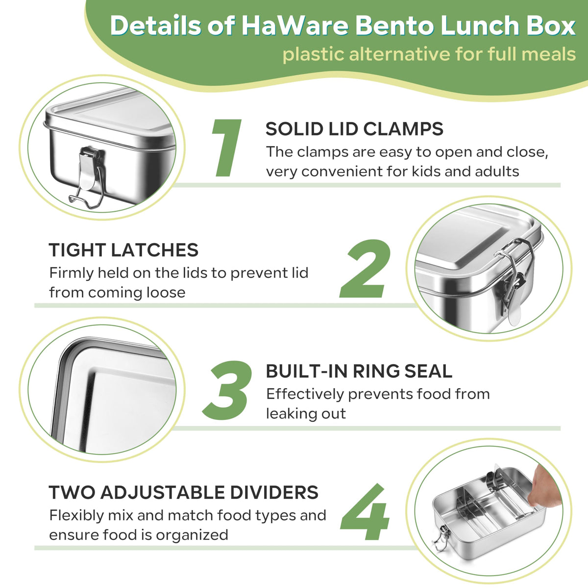 HaWare stainless steel container is dishwasher safe for easy cleanup