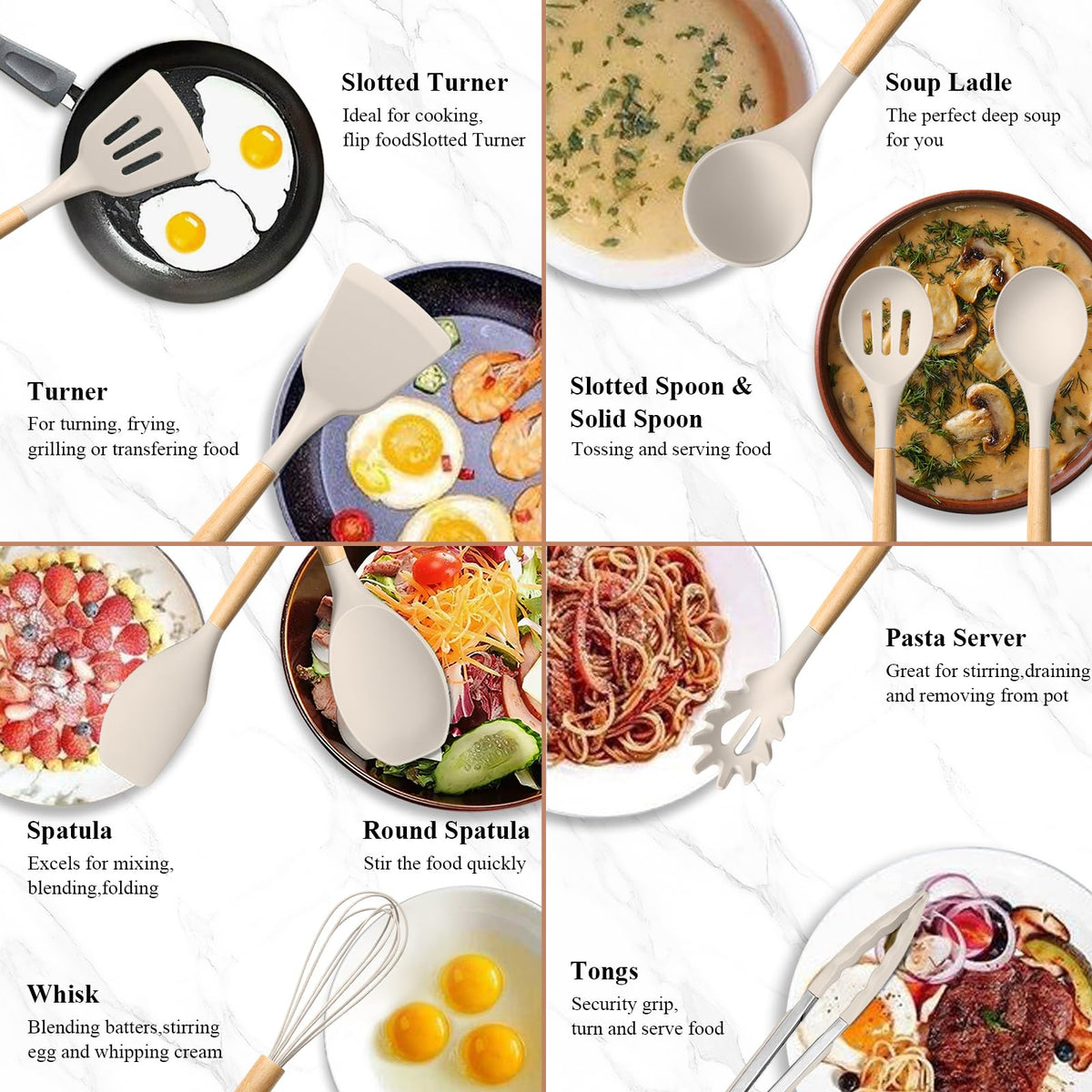 HaWare round silicone spatula with wooden grip for precise scooping.