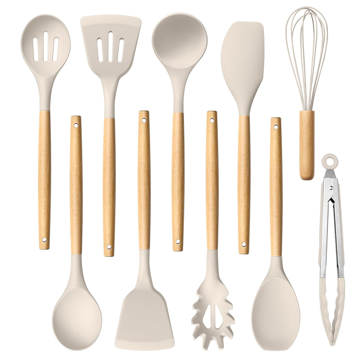 HaWare slotted turner with wooden handle for gentle flipping on non-stick pans.