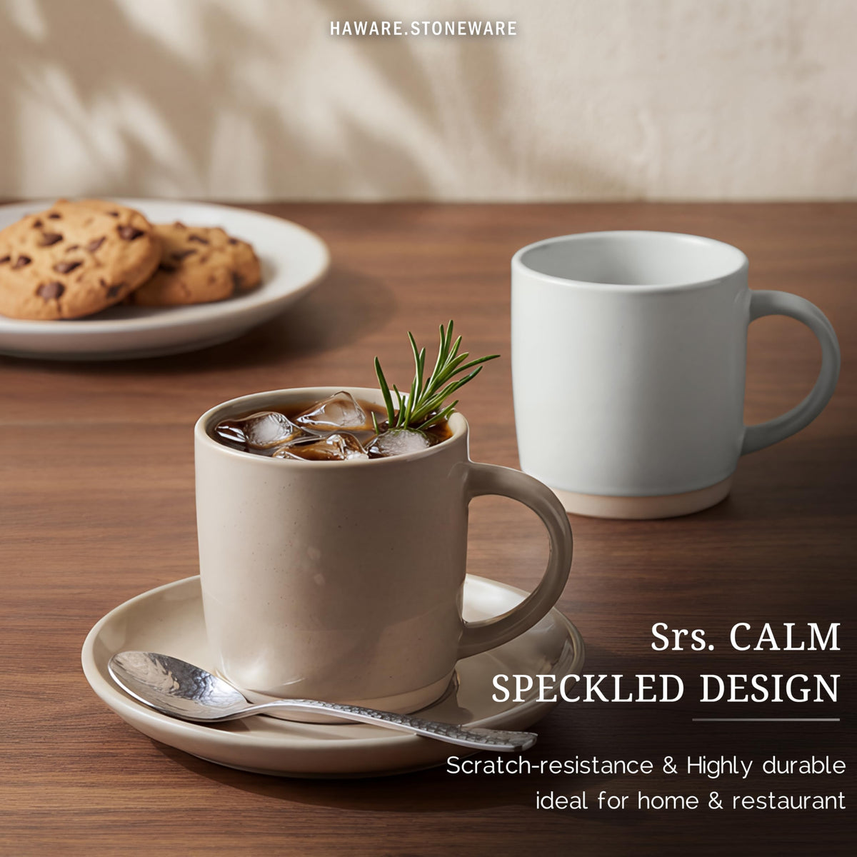 HaWare stackable mugs save cabinet space and keep shelves tidy.
