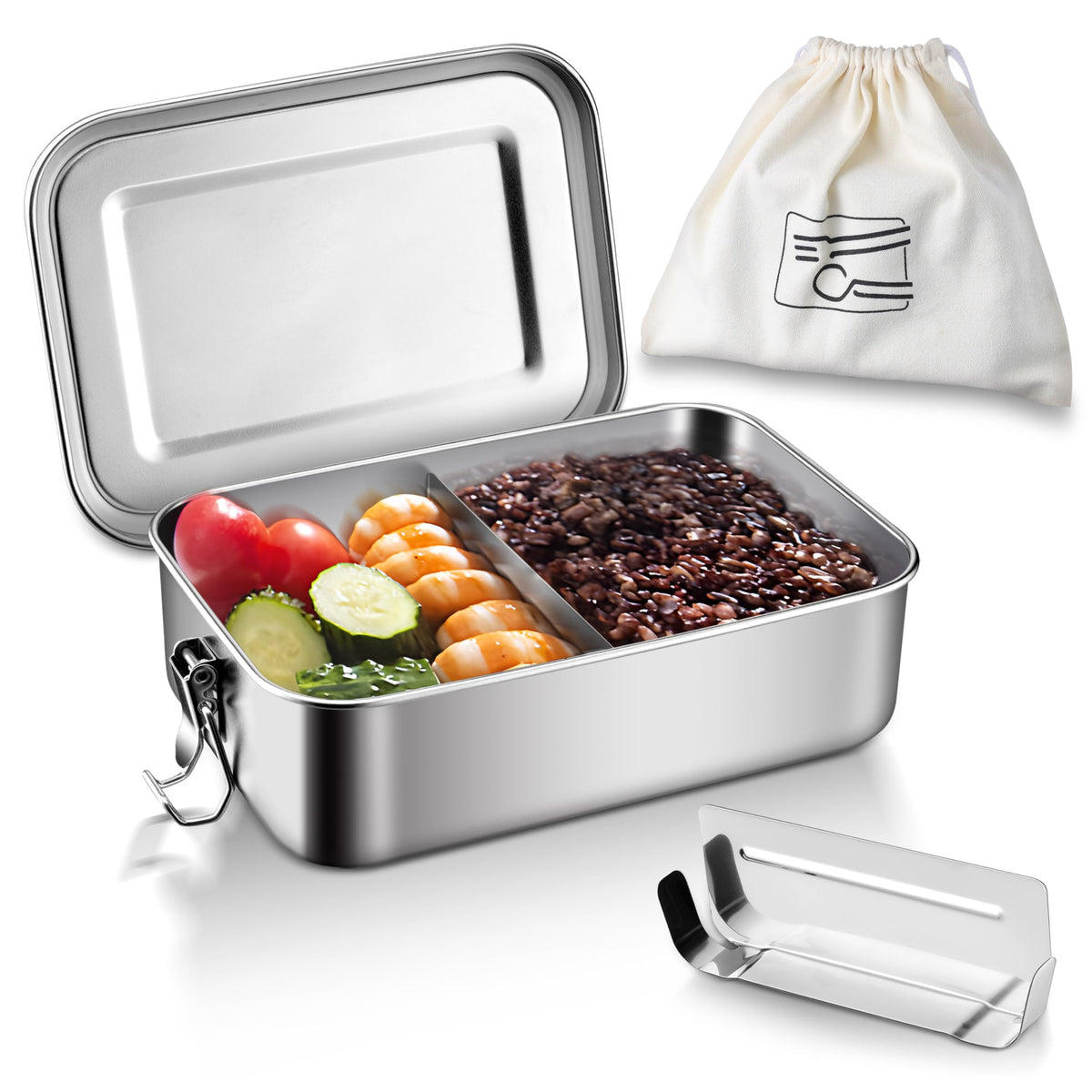 HaWare stainless steel bento box with lid and clips for secure on-the-go meals