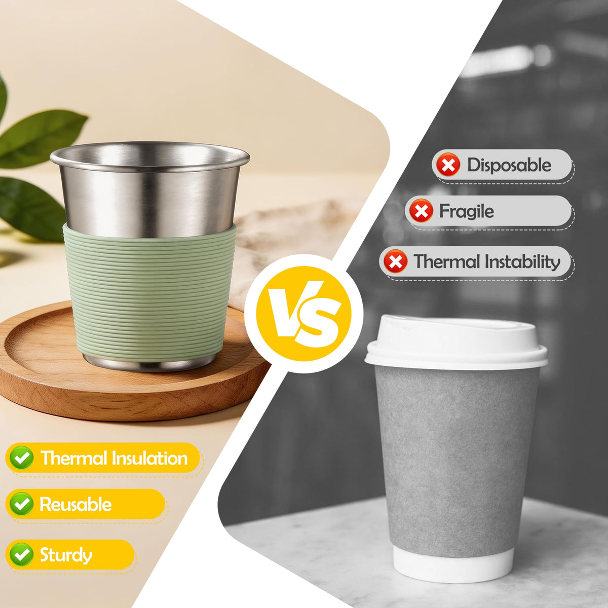 HaWare stainless steel cup shown as dishwasher-safe for busy families