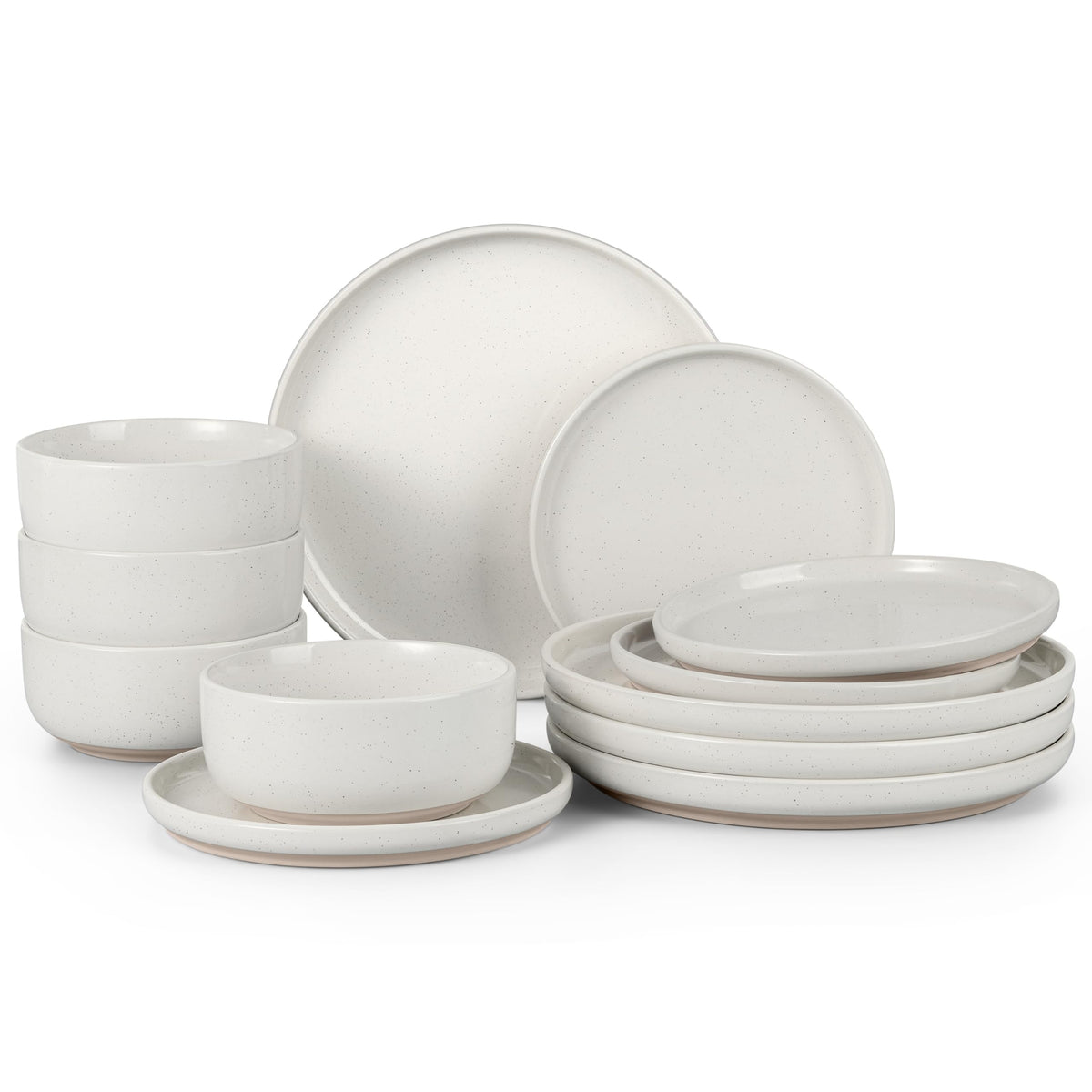 HaWares stoneware dinner plates for daily meals, sturdy and microwave safe.
