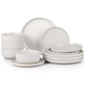 HaWares stoneware dinner plates for daily meals, sturdy and microwave safe.