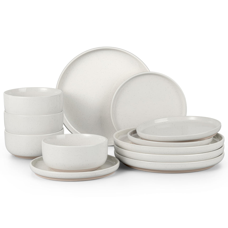 HaWares stoneware dinner plates for daily meals, sturdy and microwave safe.
