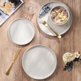 HaWare stackable dinnerware saves space in cabinets.
