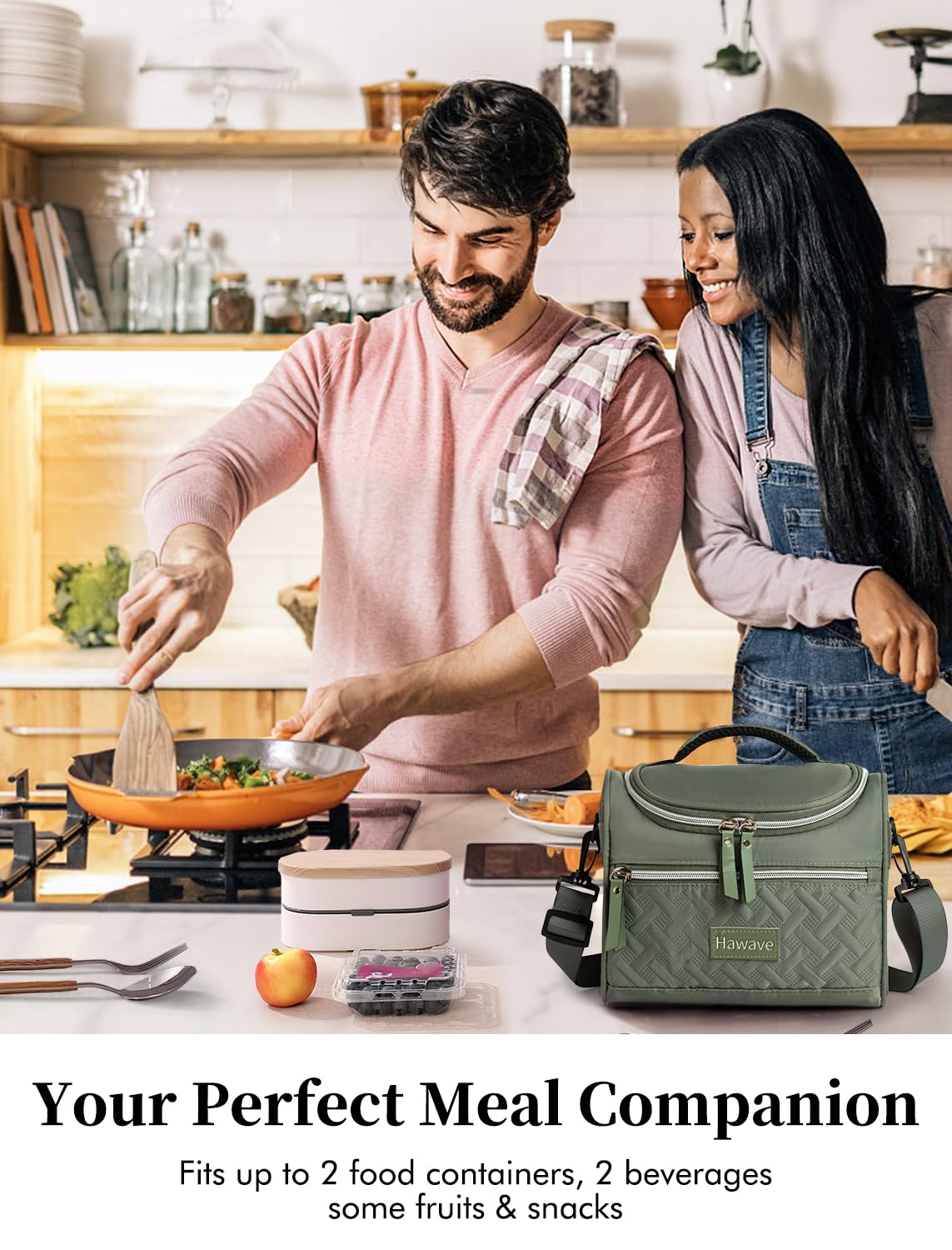 Hawave green color lunch bag combines style with practical everyday use.