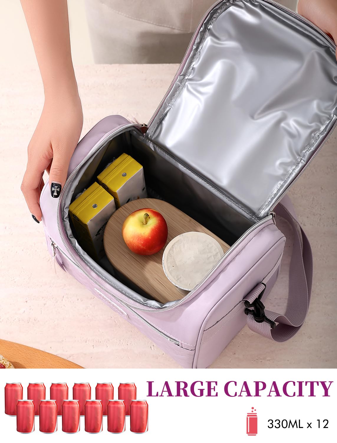 Hawave lunch bag with adjustable shoulder strap for easy carrying.