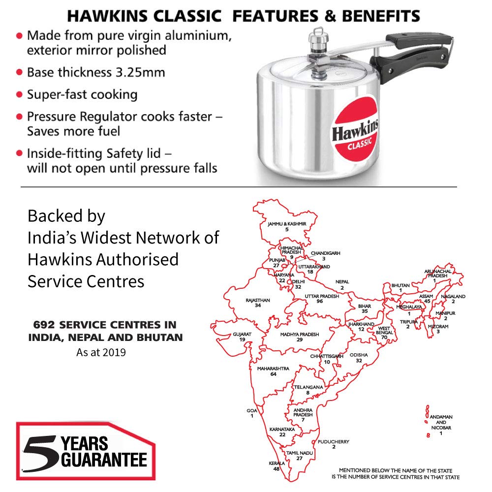 Hawkins 3 Litre Classic side view in silver for family cooking