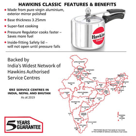 Hawkins 3 Litre Classic side view in silver for family cooking